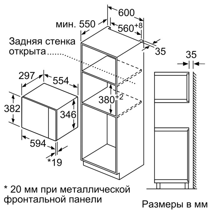 Встраиваемая микроволновая печь BFL524MS0 Bosch